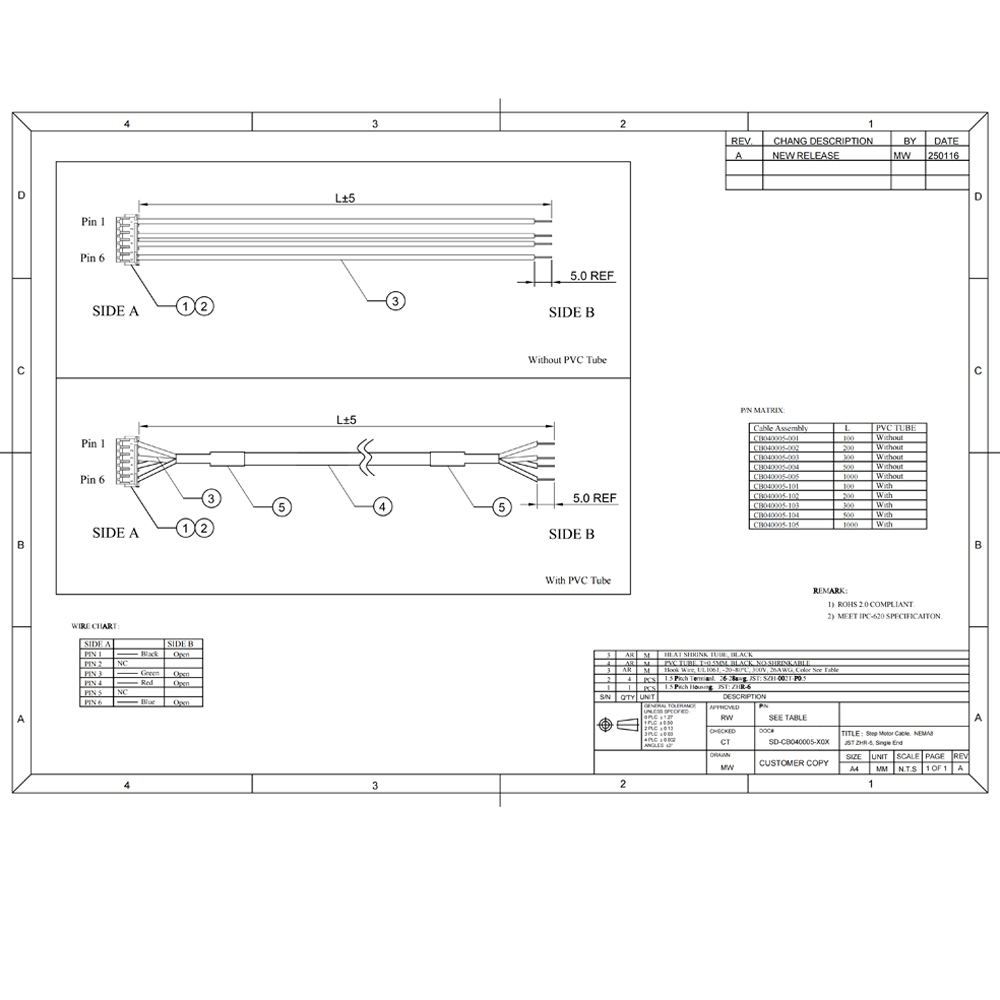 JST ZHR-6 Connector Cable SZH-002T-P0.5 Terminal Wire for Motor Servo Encoder Harness (3)