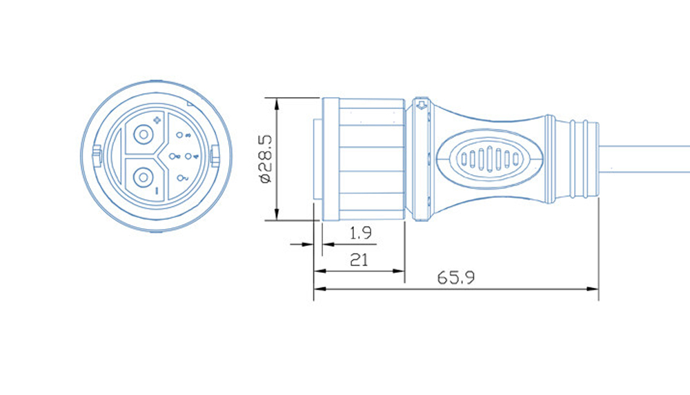 M23 Lithium Battery Connector Waterproof Cable 30-50A Charge Elbow 6 Flat Head 4 Flat Wire Harness (2)