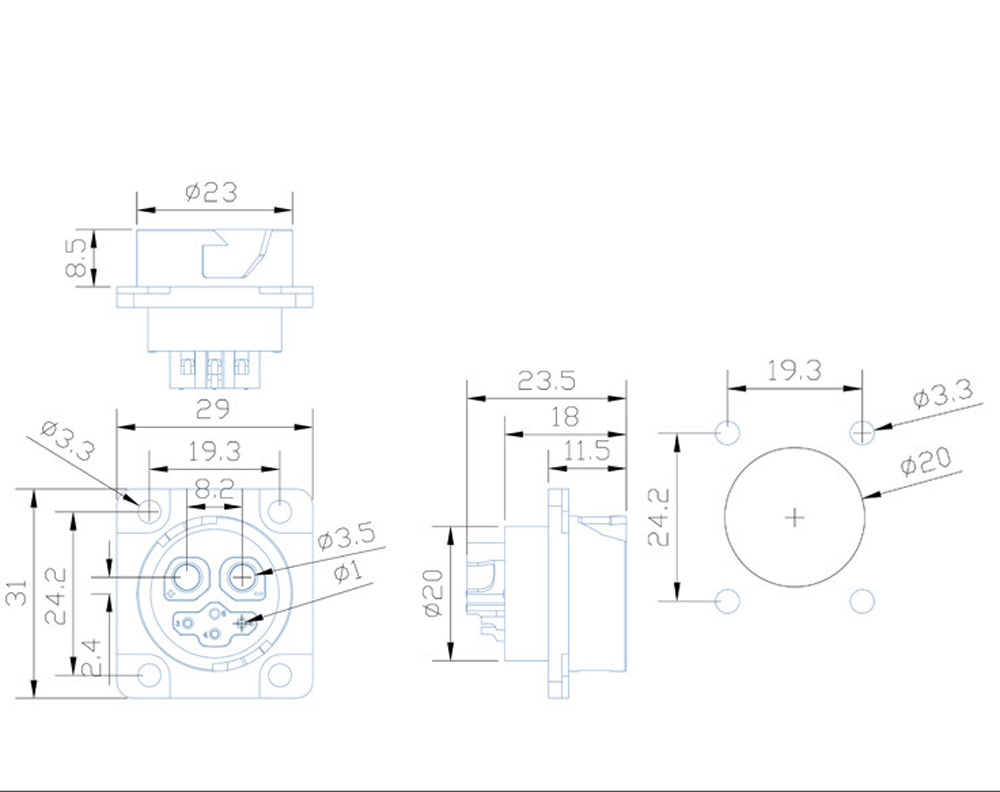 M23 Lithium Battery Connector Waterproof Cable 30-50A Charge Elbow 6 Flat Head 4 Flat Wire Harness (7)
