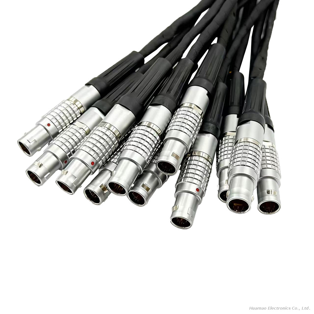 Medical Grade 8-Core LEMO 1B Male To Female Circular Connector Equipment Harness Wire