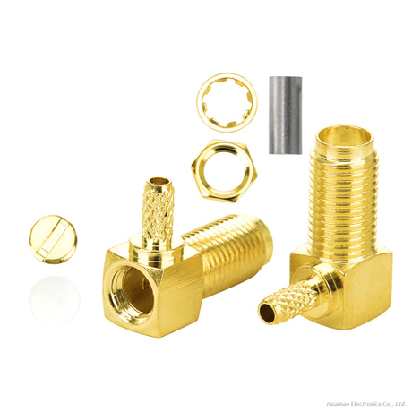 Gold Plated Right Angle SMA KW1.5 Coaxial Plug SMA Female Crimp Type for RG316 RG174