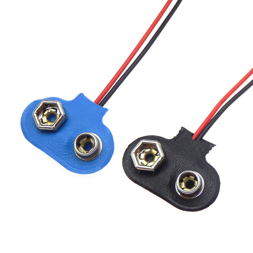 PHR-2 9V Battery Buckle With Cable 6F22 Blue Soft Leather Power Bank Battery Connection Wire (4)