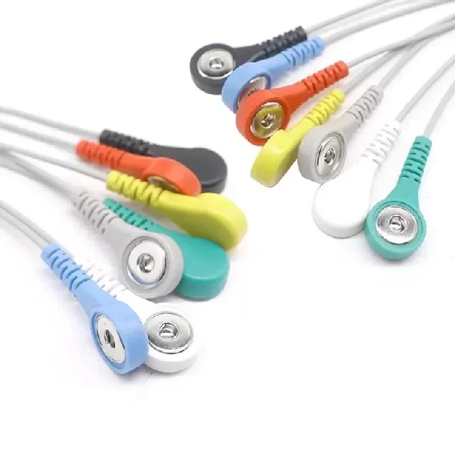  Colorful 3.5mm 4.0mm Male ECG Snap Shiedling Cable for Medical Equipment