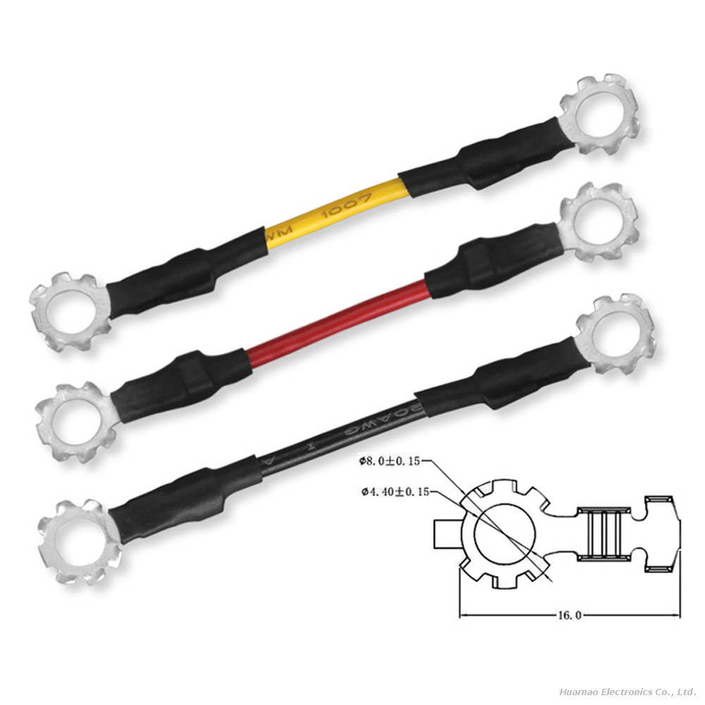 1007-20AWG Electrical Cable 4.3mm 5.3mm 6.3mm External Tooth Plum Blossom Ring Terminal Wire