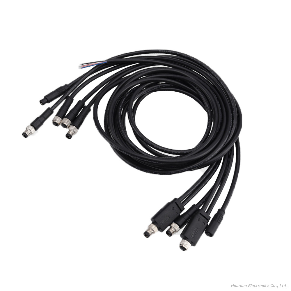 M8 Waterproof Connector Male And Female Adapter Splitter 1 To 2 PVC Cable