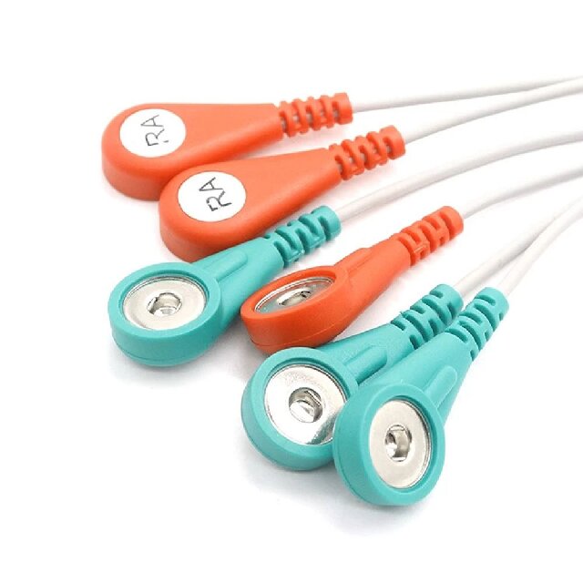  Colorful 3.5mm 4.0mm Male ECG Snap Shiedling Cable for Medical Equipment