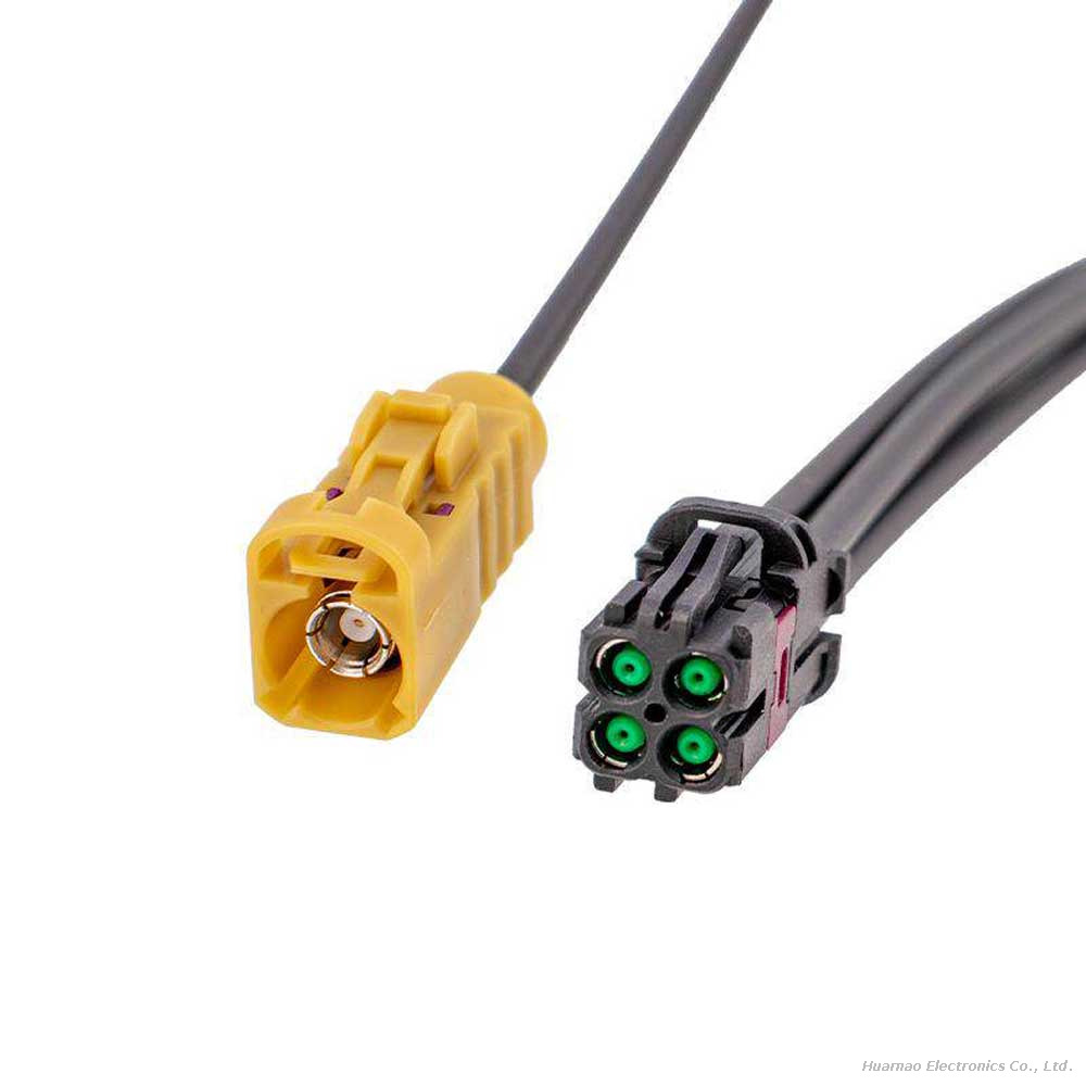 Mini Fakra 4-Port Splitter Cable Harness Miniature 4-in-1 RF Connector for Automotive