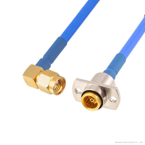 BMA-KFB3 Female 2-Hole Flange To SMA Right Angle Male RG402 Semi-Flex RF Coaxial Cable