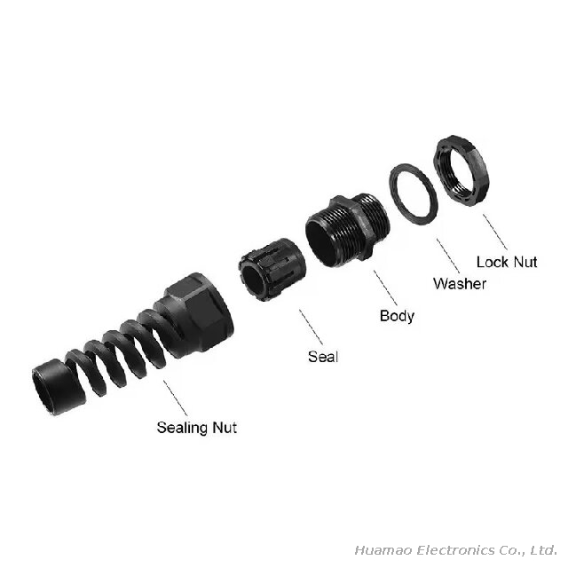 IP68 Waterproof Plastic Cable Joints Strain Relief PA66 Nylon Bend Proof Polyamide Cable Gland
