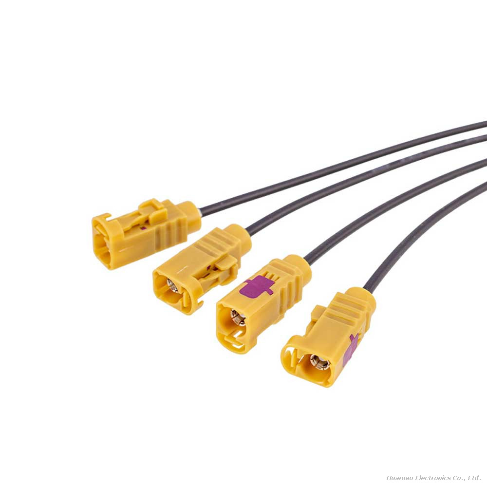 Mini Fakra 4-Port Splitter Cable Harness Miniature 4-in-1 RF Connector for Automotive