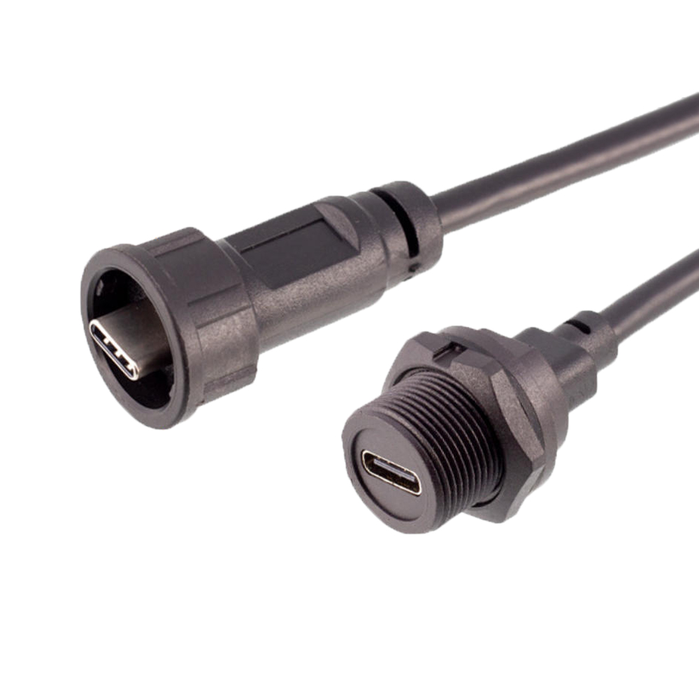 Type C Waterproof IP67 Male to Female Plug USB3.0 Receptacle Connector for Outdoor Camera Charging (1)