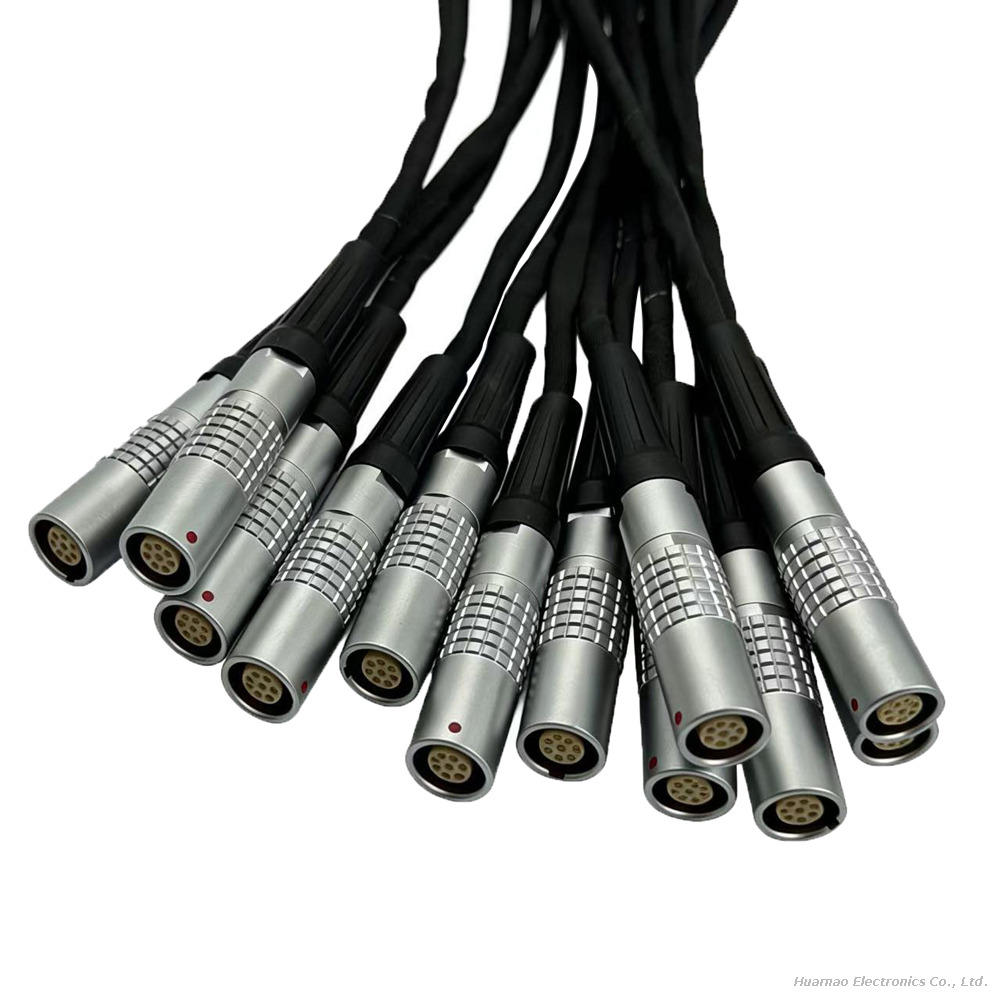 Medical Grade 8-Core LEMO 1B Male To Female Circular Connector Equipment Harness Wire