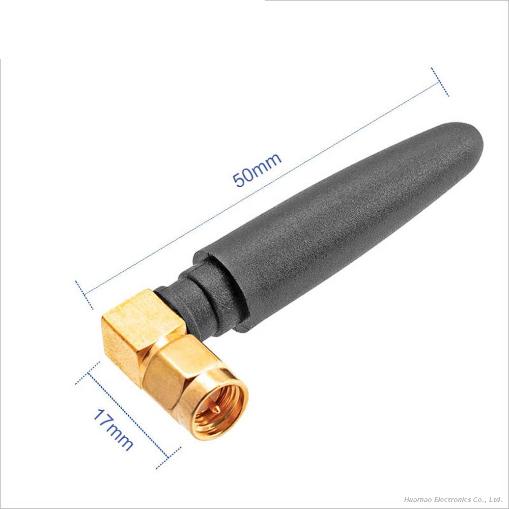 50mm 90° SMA Male Rubber Antenna for 433M/470M/510M LoRa Wireless Module