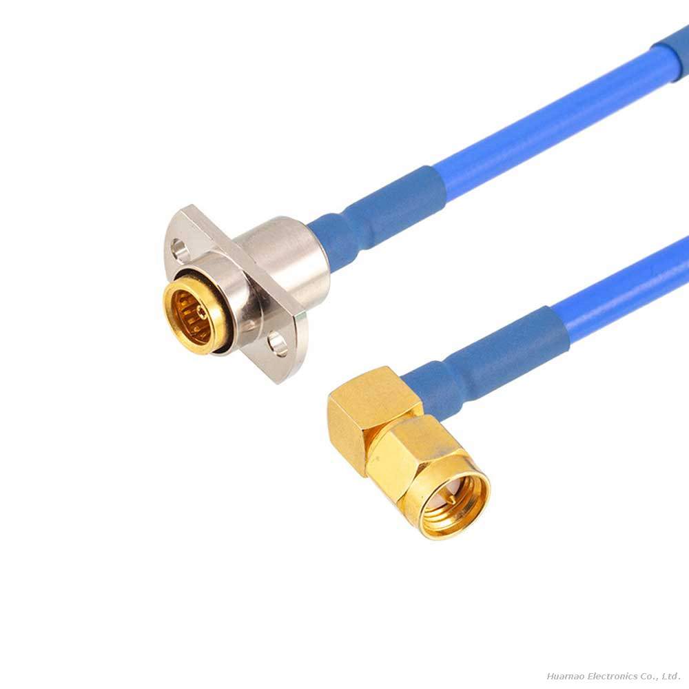 BMA-KFB3 Female 2-Hole Flange To SMA Right Angle Male RG402 Semi-Flex RF Coaxial Cable