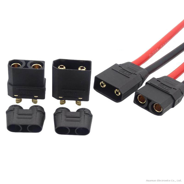 Amass XT90H-M/F Connector Wire Banana Plug Black PVC Jacket Lithium Battery Cable