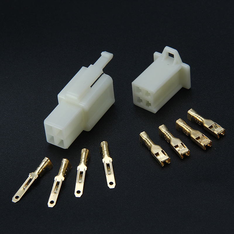 2.8mm Double Row 4P Connector And Spring Terminal Wire with Protective Silicone Tube Cover