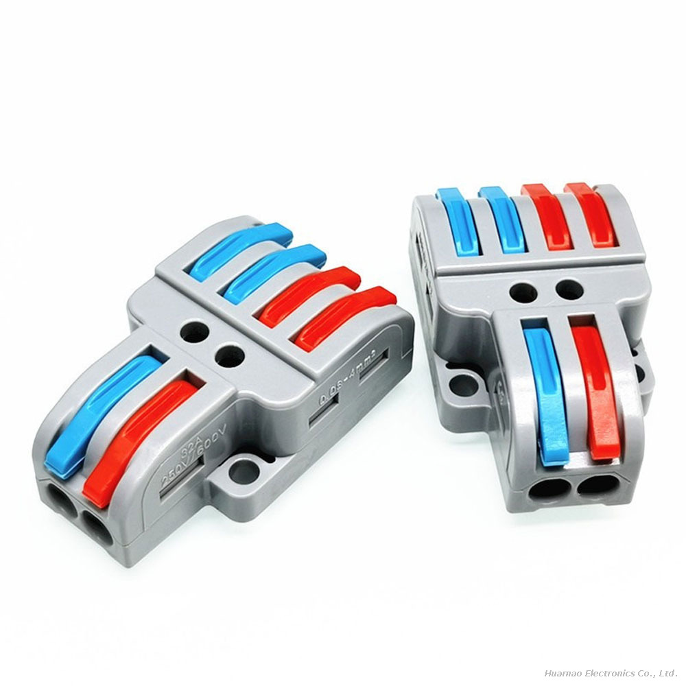 PCT LT-422 Quick Terminal Block Connector 2-in 4-out SPL-2 Electrical Wire Connectors