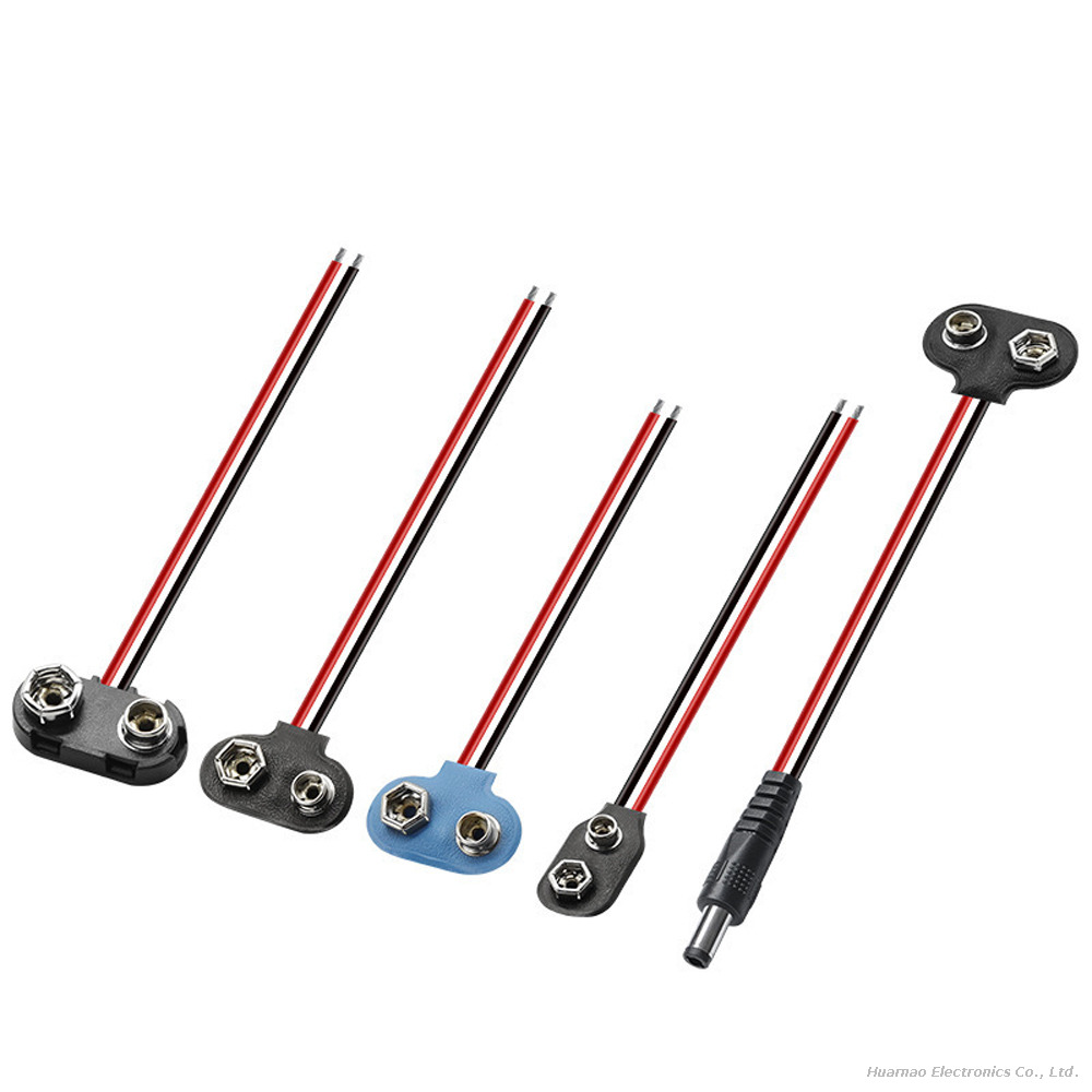 PHR-2 9V Battery Buckle With Cable 6F22 Blue Soft Leather Power Bank Battery Connection Wire