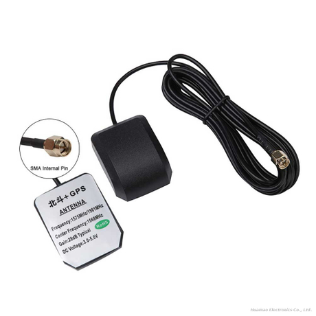 Automotive GPS/Beidou Antenna SMA Male Plug 3M Cable 28dB High Gain Vehicle Positioning Antenna