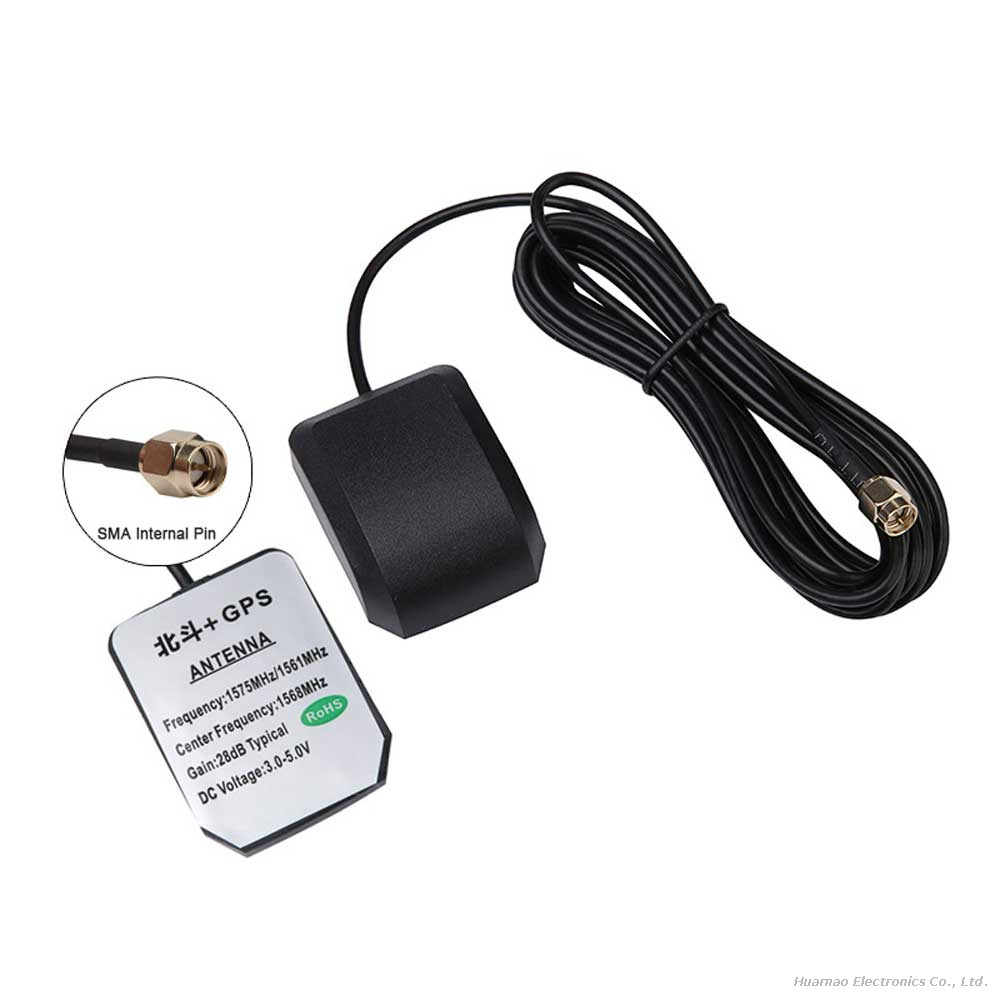 Automotive GPS/Beidou Antenna SMA Male Plug 3M Cable 28dB High Gain Vehicle Positioning Antenna