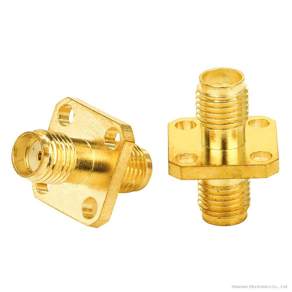High Frequency SMA-KKF Flange Connector 18mm Straight Through Dual Female Antenna Adapter