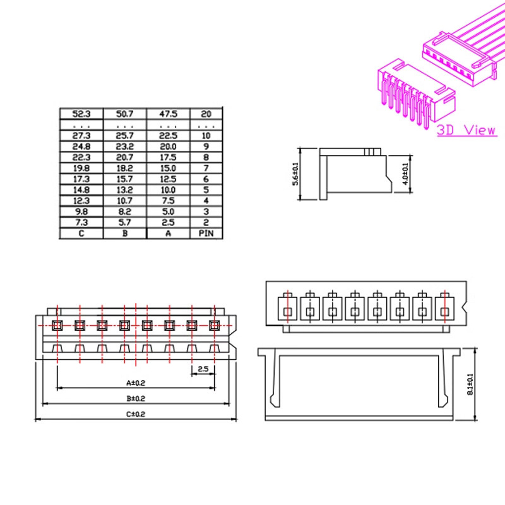 XH2.54mm Terminal Wire 2P3P4P-12P Single-Head Tinned Connector Electronic Cable (2)