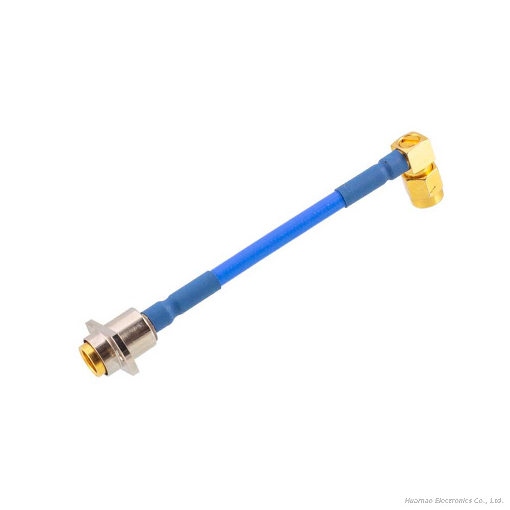 BMA-KFB3 Female 2-Hole Flange To SMA Right Angle Male RG402 Semi-Flex RF Coaxial Cable