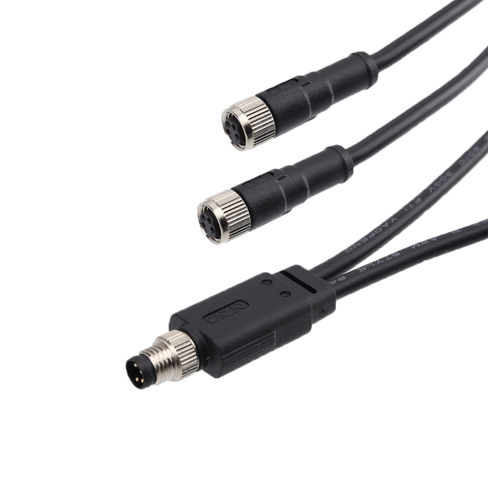 M8 Waterproof Connector Male and Female Adapter Splitter 1 to 2 PVC Cable (3)