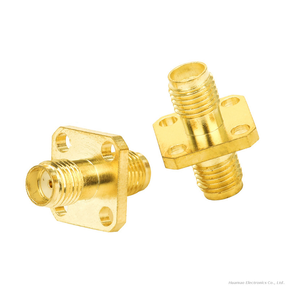 High Frequency SMA-KKF Flange Connector 18mm Straight Through Dual Female Antenna Adapter
