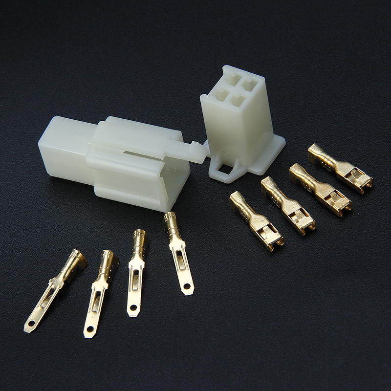 2.8mm Double Row 4P Connector And Spring Terminal Wire with Protective Silicone Tube Cover