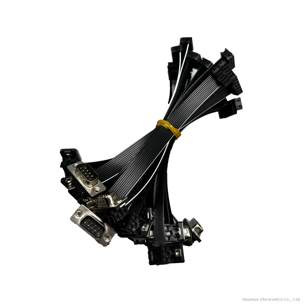 DIDC-DB9 Male Connector To 2.54 2*5P IDC Black Flat Ribbon Cable Crimp Terminal Wire