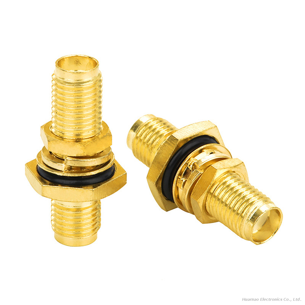 High Frequency SMA-KKY RF Coupler Dual Female Bulkhead Connector with Waterproof Ring