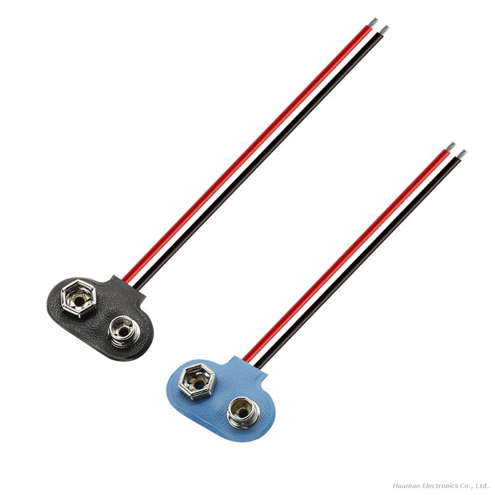 PHR-2 9V Battery Buckle With Cable 6F22 Blue Soft Leather Power Bank Battery Connection Wire