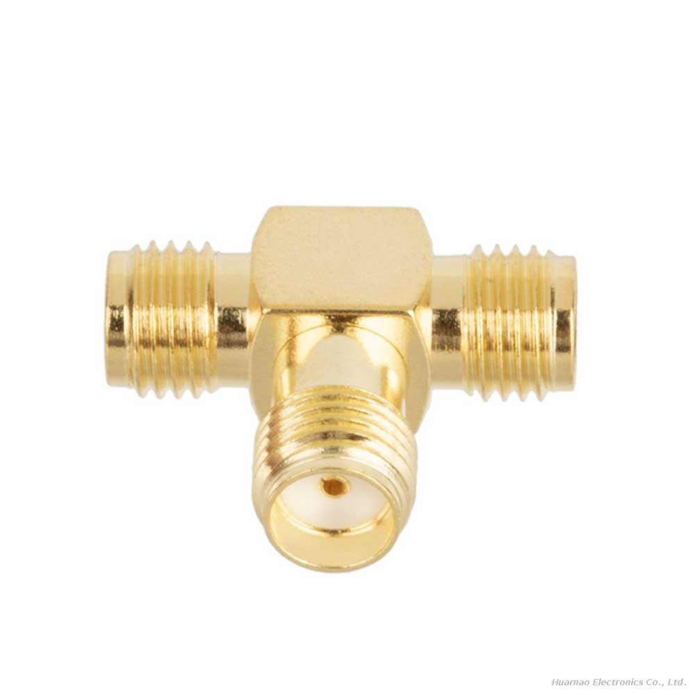 Triple SMA Female T Connector RF Splitter for WiFi Antenna & Wireless Router