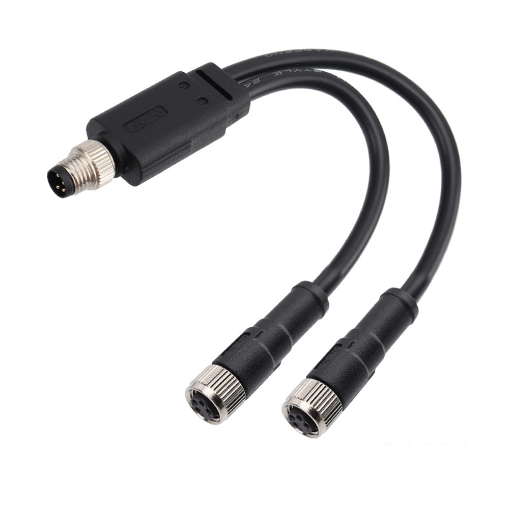 M8 Waterproof Connector Male and Female Adapter Splitter 1 to 2 PVC Cable (5)