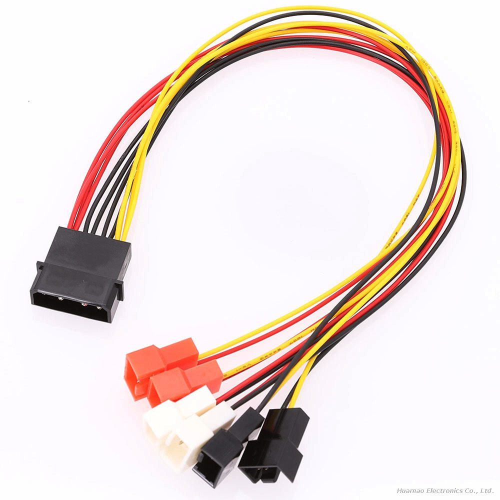 Computer Fan HUB Adapter Molex To 3Pin/4Pin Speed Reduction Cable