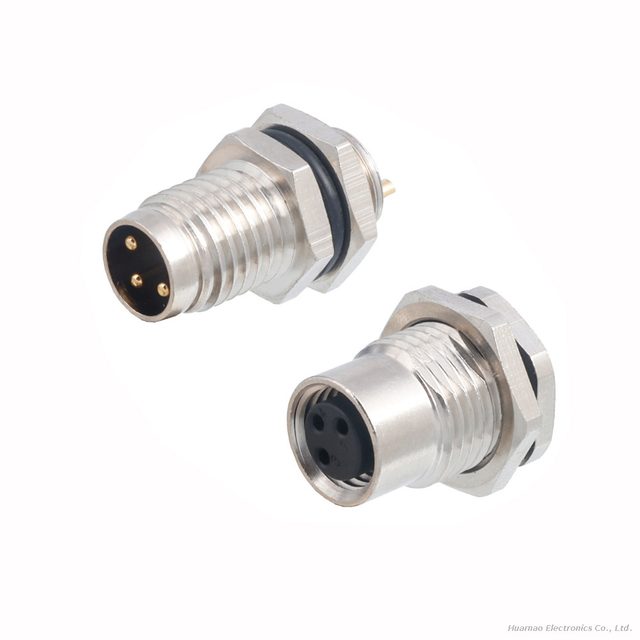 M8 Brass Socket Screw IP67 Waterproof Metal Panel Mount Connector
