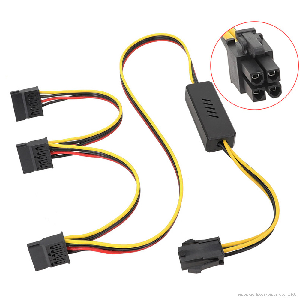 12V 6Pin PCIe To SATA / Molex Hard Drive Power Cable for GPU