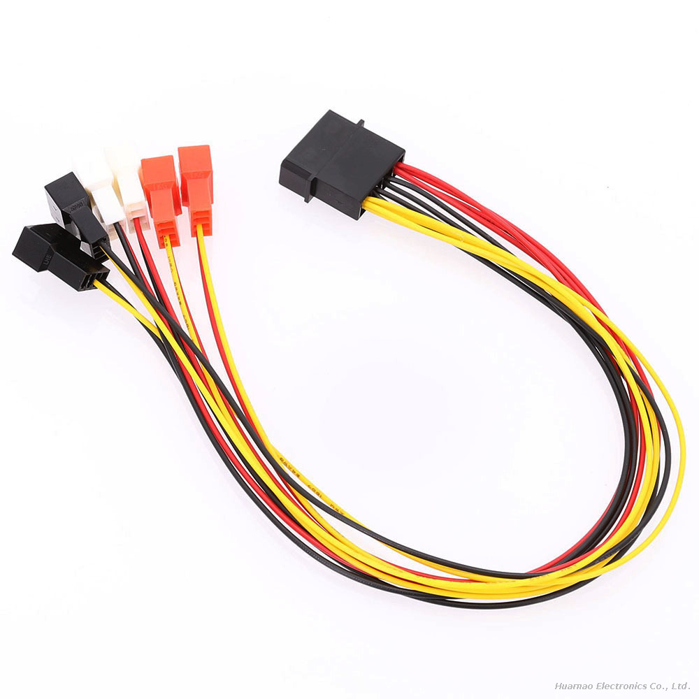 Computer Fan HUB Adapter Molex To 3Pin/4Pin Speed Reduction Cable