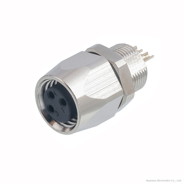 M8 Brass Socket Screw IP67 Waterproof Metal Panel Mount Connector