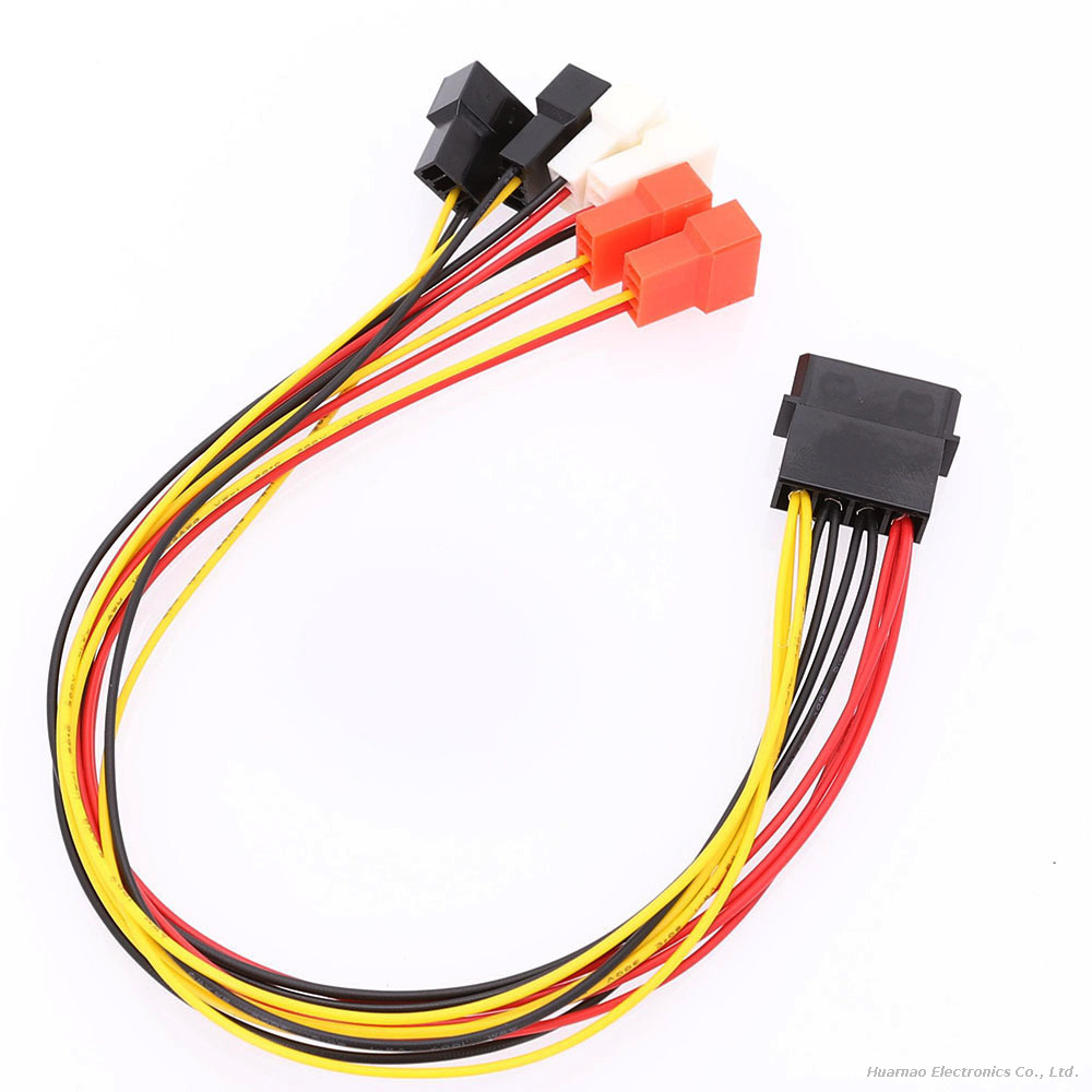 Computer Fan HUB Adapter Molex To 3Pin/4Pin Speed Reduction Cable