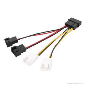4Pin Molex To 1-to-4 Fan Power Adapter Cable with 5V/12V Speed Reduction