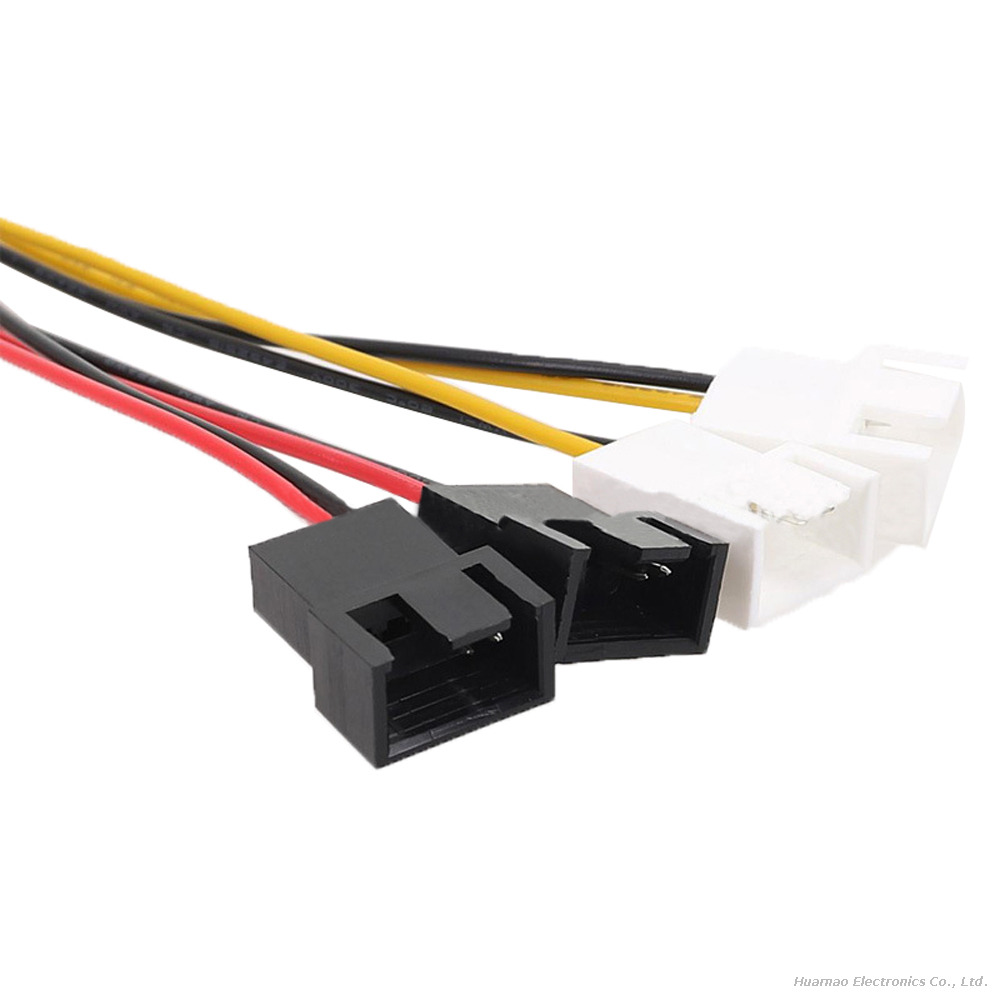 4Pin Molex To 1-to-4 Fan Power Adapter Cable with 5V/12V Speed Reduction
