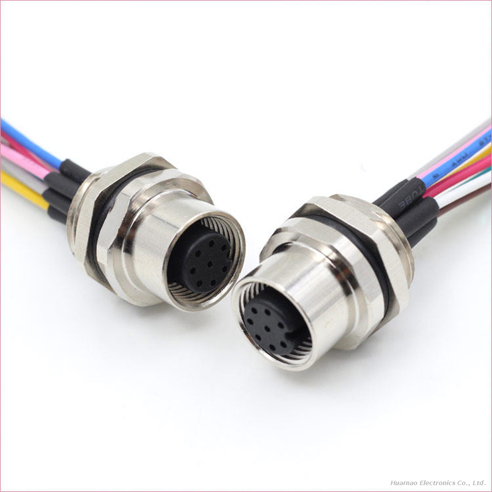 M12 Metal PCB Panel Mount Waterproof IP67 Male Female Socket Connector