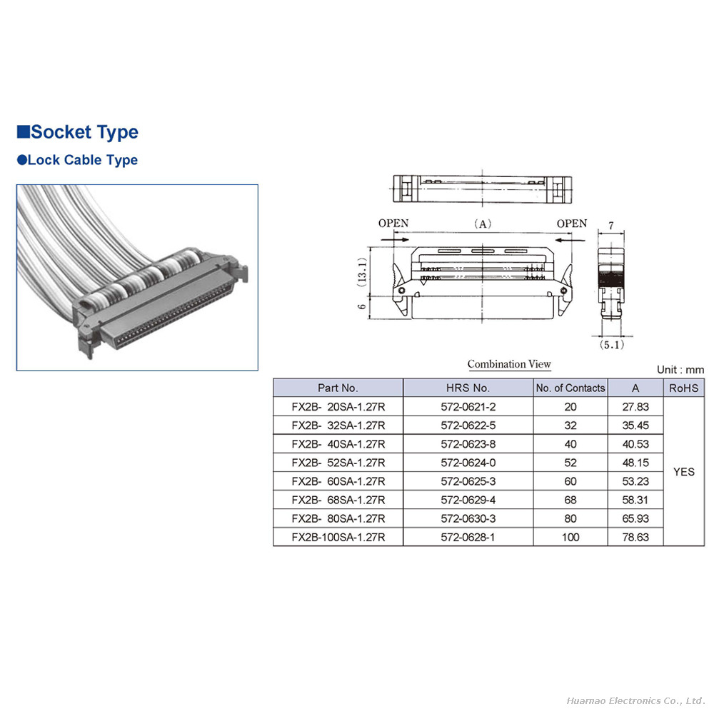 HRS 1.27mm IDC Ribbon Cable FX2B-68SA-1.27R