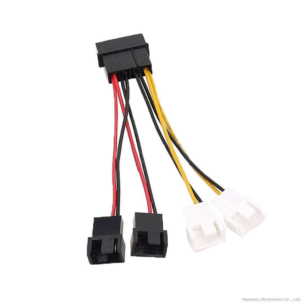 4Pin Molex To 1-to-4 Fan Power Adapter Cable with 5V/12V Speed Reduction