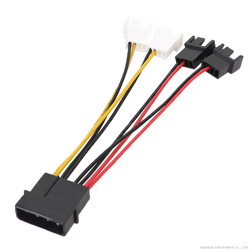 4Pin Molex To 1-to-4 Fan Power Adapter Cable with 5V/12V Speed Reduction